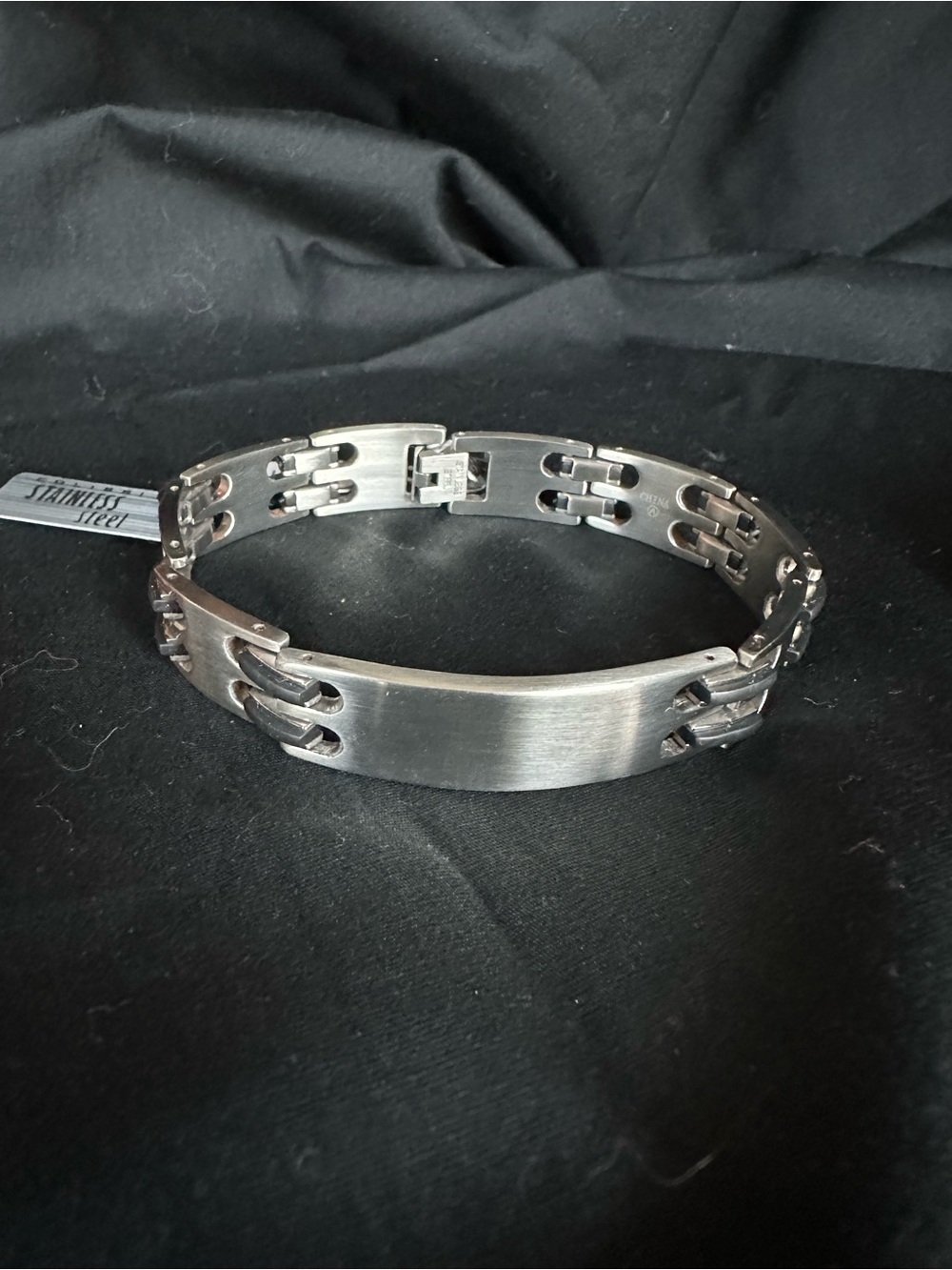 Men's Colibri Brushed Stainless Steel ID Bracelet - Silver